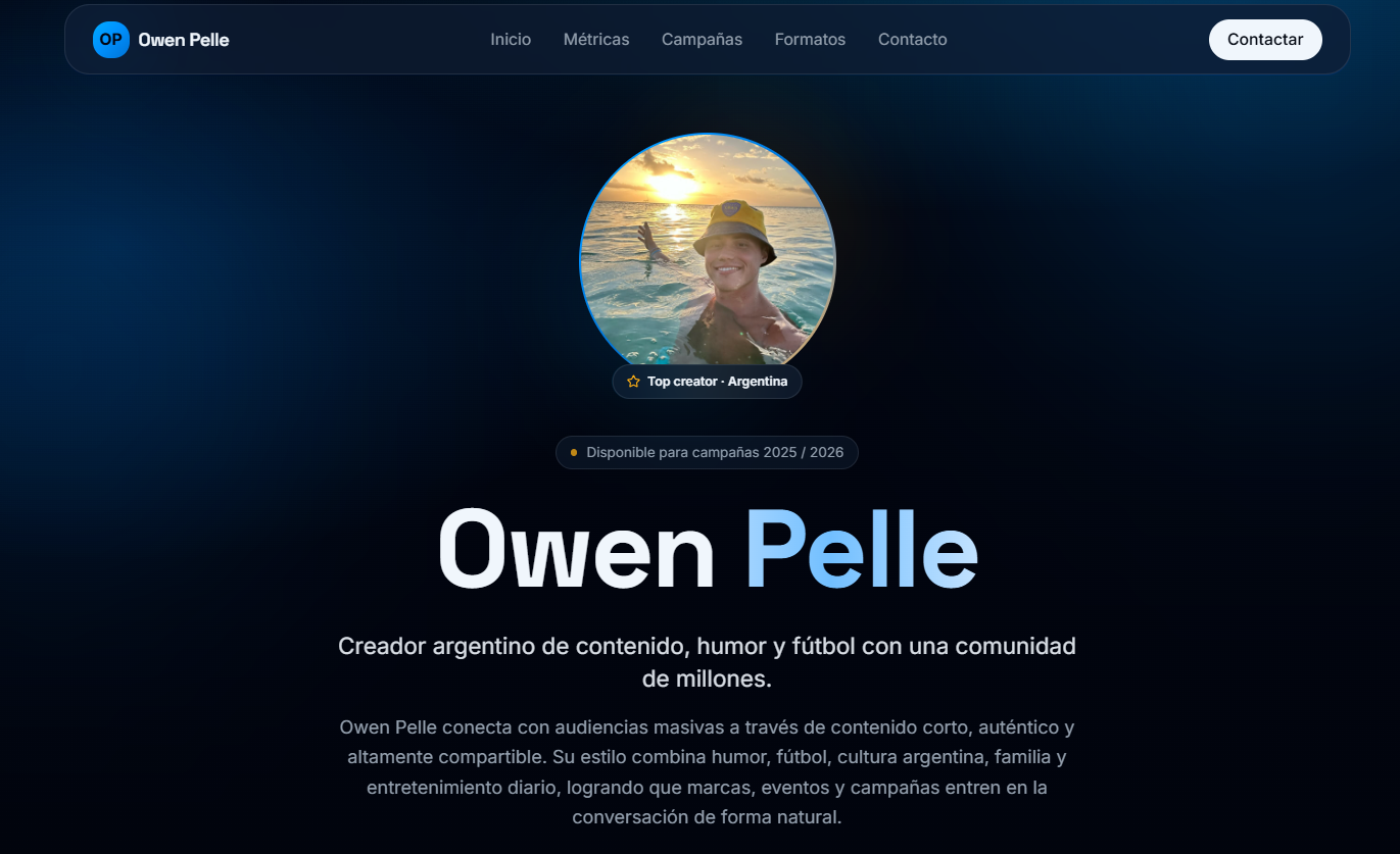Owen Pelle — Media Kit de Influencer preview